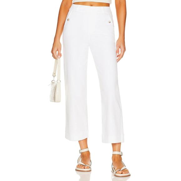 Spanx Stretch Twill Cropped Wide Leg Jeans Preppy Bright White Size Small - Picture 1 of 9